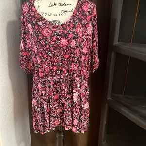 Lane Bryant floral top with tie waist